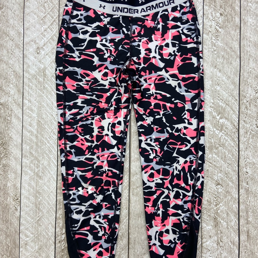 Under Armour Kids' Black and Pink Patterned Leggings